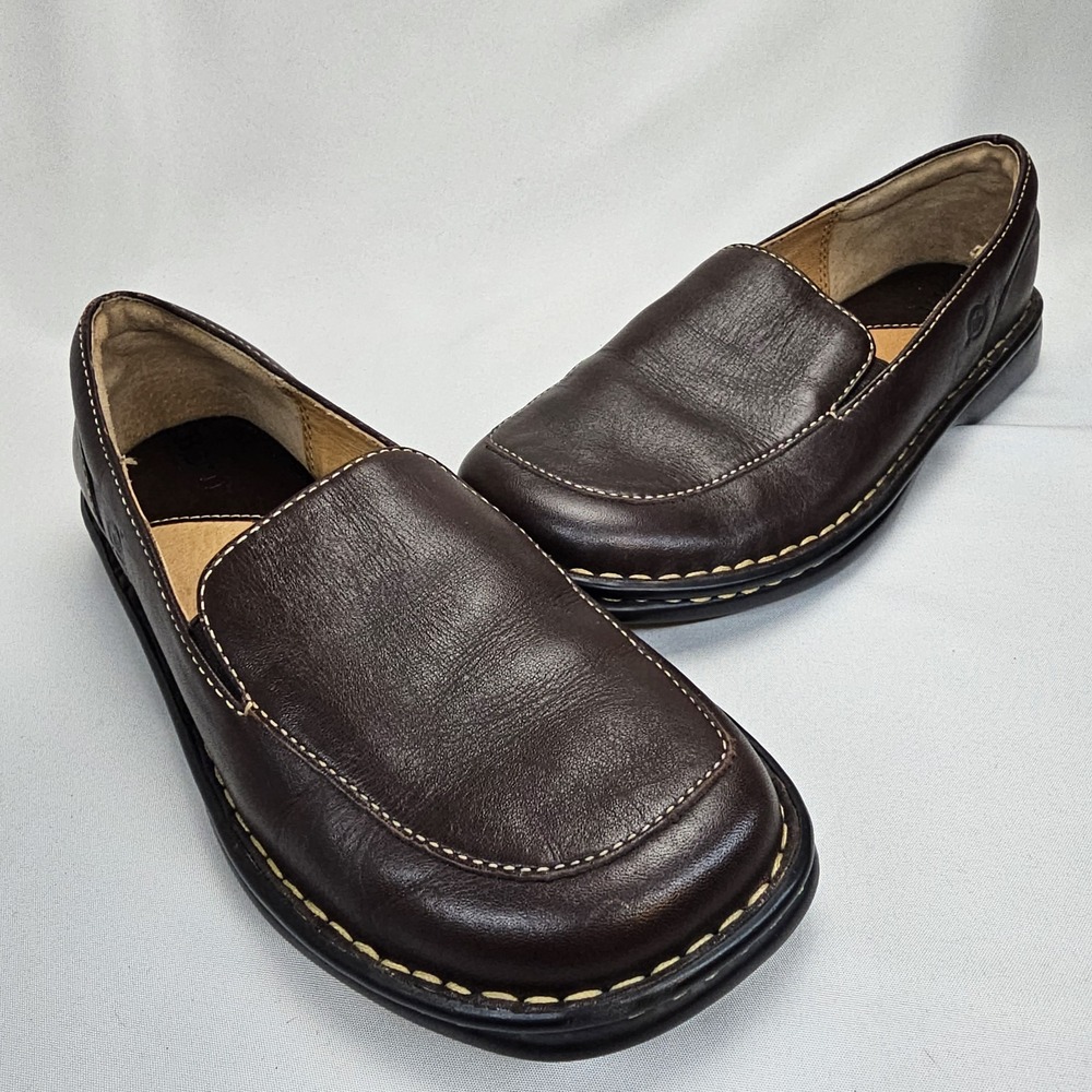 Born Women's Size 7/38 Brown Leather Slip On Loafers Comfort Casual Shoes